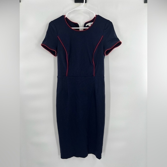 Boden Marianna Dress Women’s Size US 6 Navy Blue With Red Trim Lined / Form Fit - Picture 1 of 10